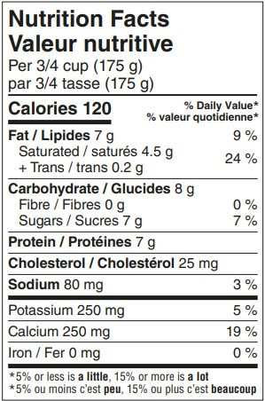 This image shows the Nutrition Information for this product.